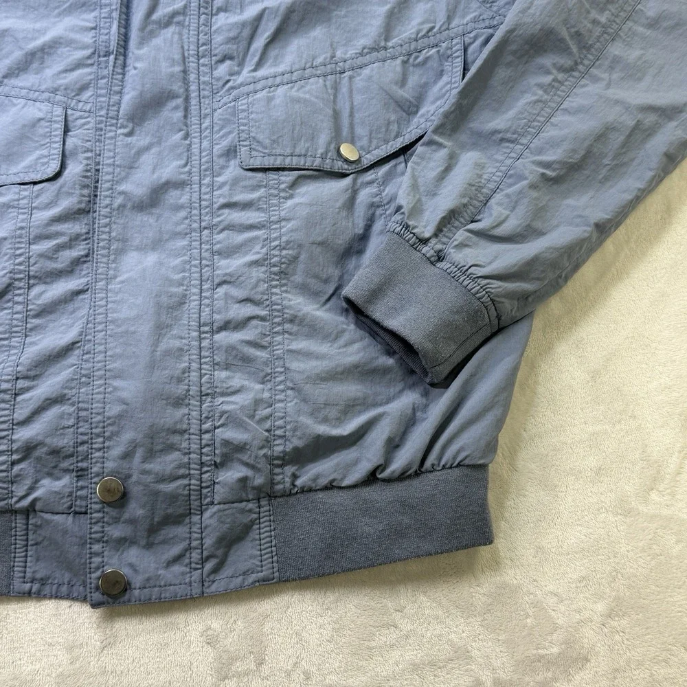 Zara Blue Bomber Jacket Mens Small Lightweight Zip Front Rib Trim Utility‎ Coat